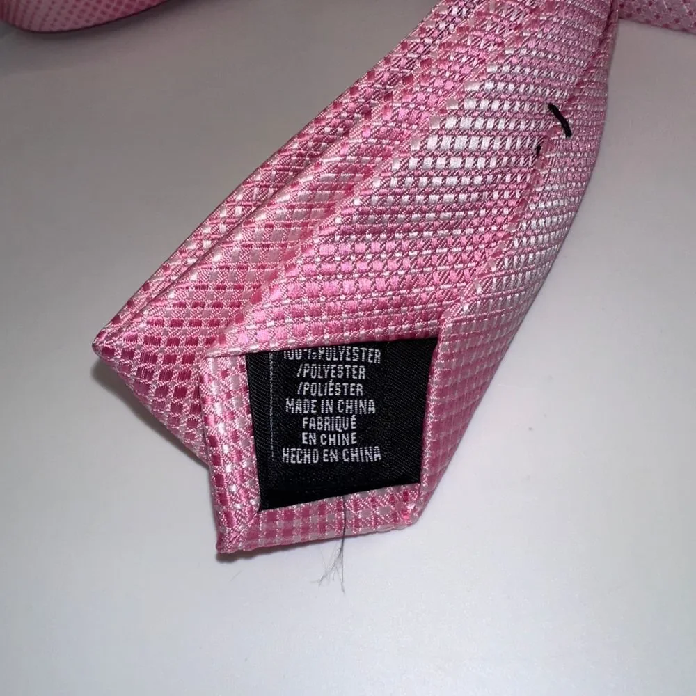 Perry Ellis‎ Portfolio Pink Polyester Neck Tie - Textured Design